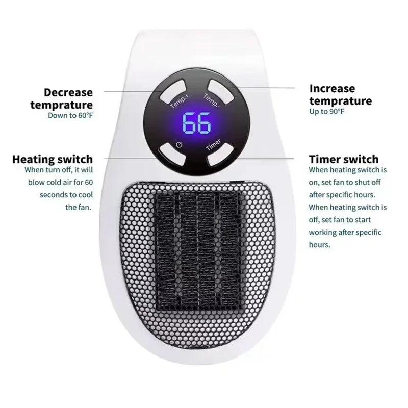 350W Portable Heater Electric Heater Convenient Room Heater Remote Control Wall Mounted Heater Winter Heating Home Appliance