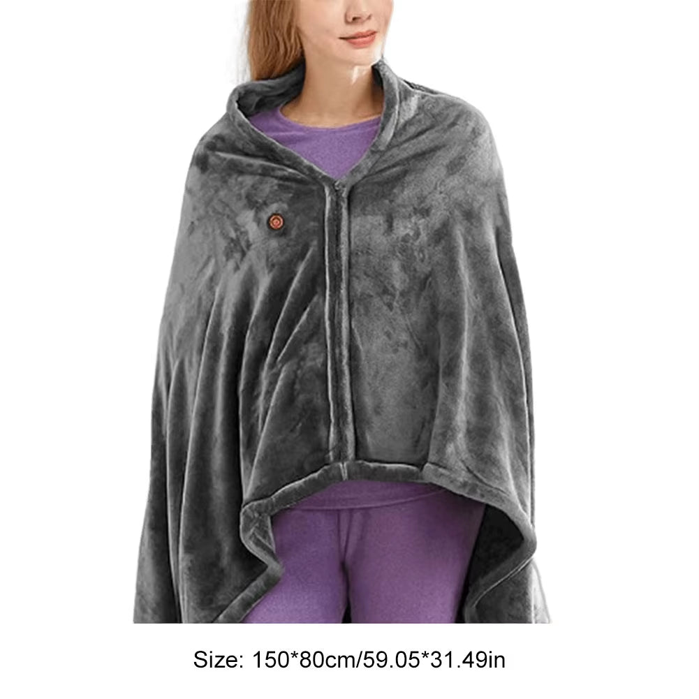 USB Electric Heated Blanket 3 Heating Levels Fleece Heated Blanket Portable Heated Blanket Cape Quickly Heated Cape Pad
