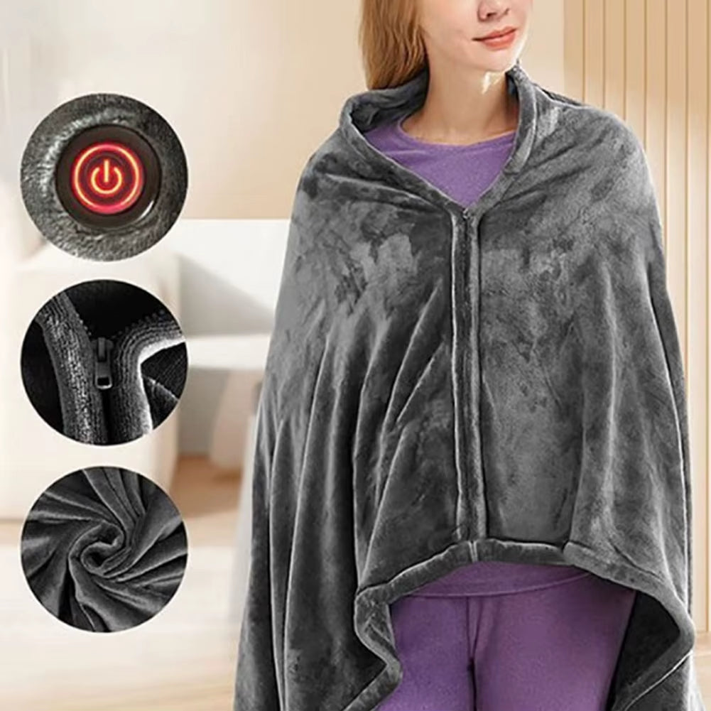 USB Electric Heated Blanket 3 Heating Levels Fleece Heated Blanket Portable Heated Blanket Cape Quickly Heated Cape Pad