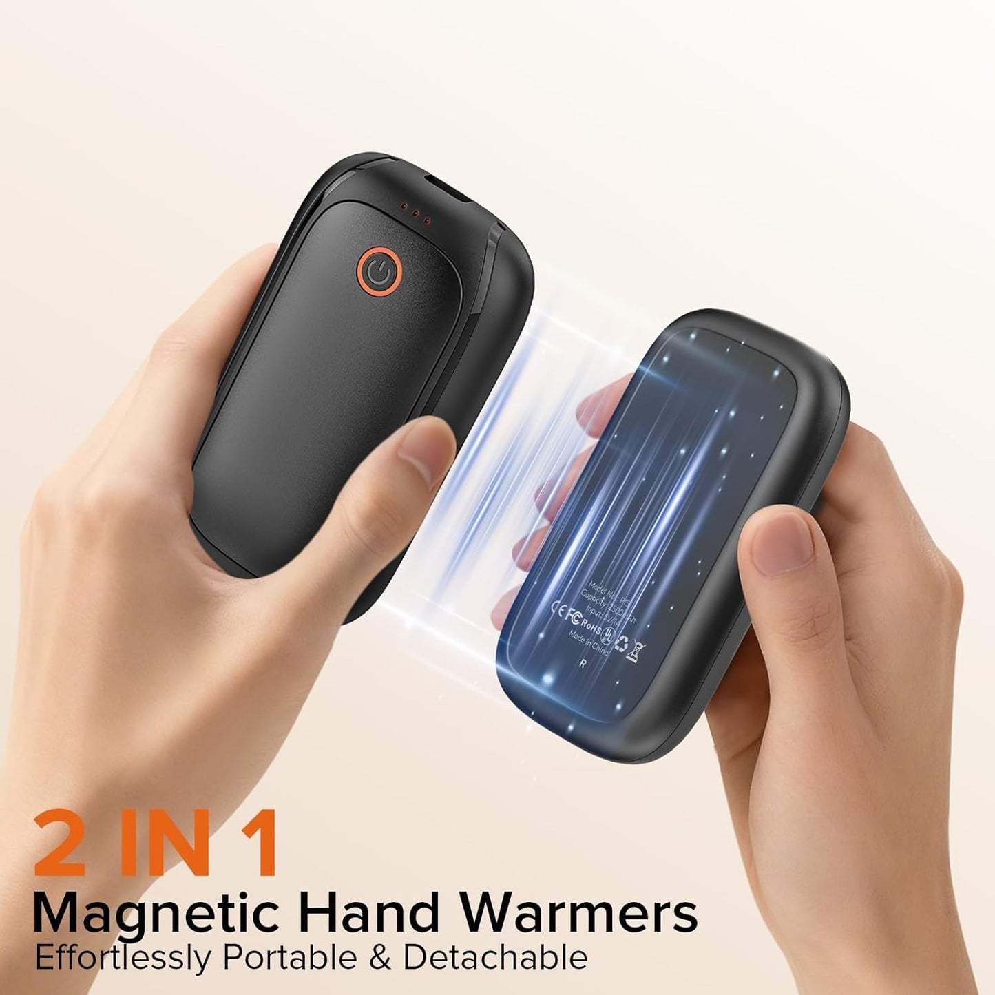 2 Pack Hand Warmers Rechargeable, Magnetic Electric Hand Warmers, 12H Max Heatin
